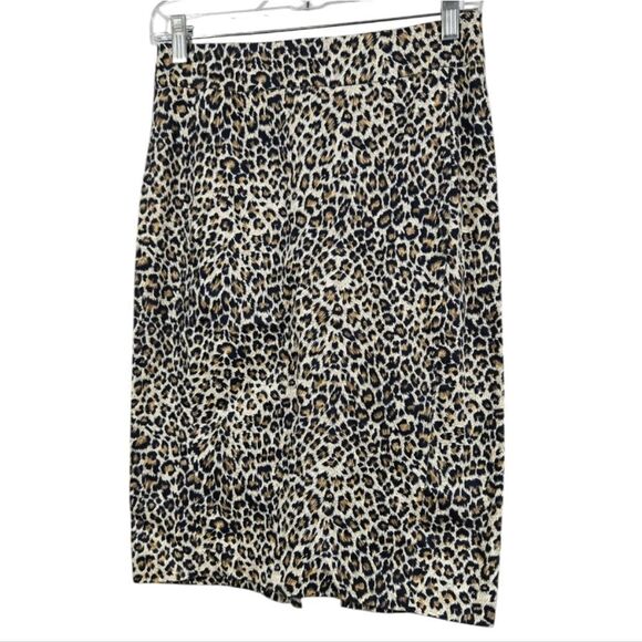 Adrienne Vittadini Animal Print Skirt Knee Length Pencil Straight Stretch Size 2 - Picture 3 of 11